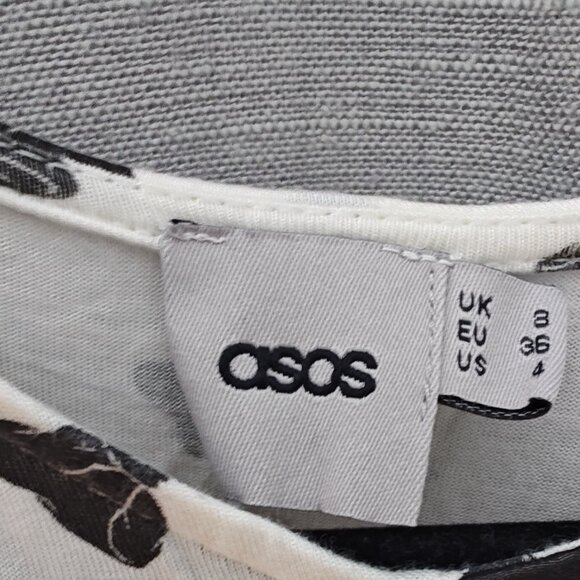 Asos bow print mini dress size 4 - Picture 3 of 3